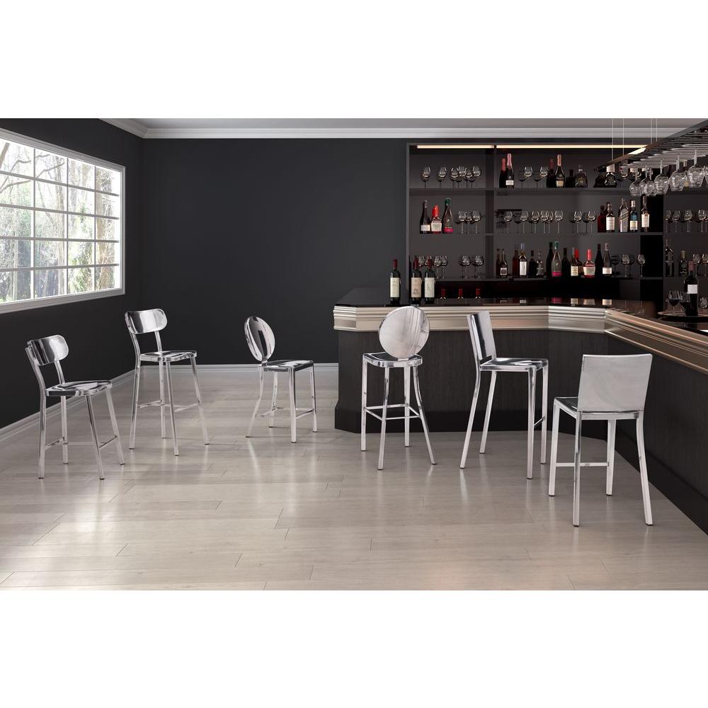 Zuo Winter 24 4 In Polished Stainless Steel Bar Stool Set Of 2 Polished Stainless Steel Bar Stool Set Of 2