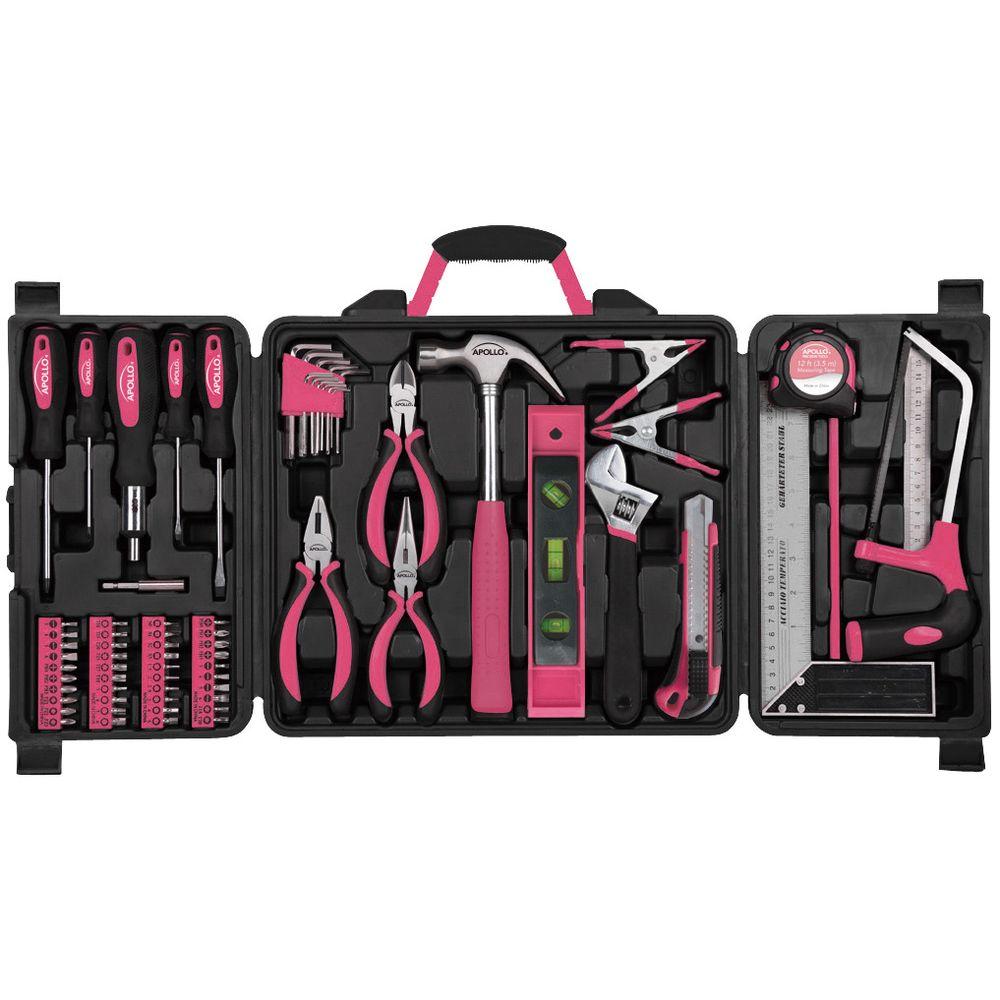 Apollo Household Tool Kit in Pink (71-Piece)-DT0204P - The Home Depot
