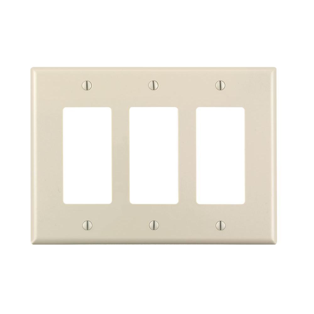 Leviton Decora 3 Gang Midway Nylon Wall Plate Light Almond Leviton Decora 3 Gang Midway Nylon Wall Plate Light Almond