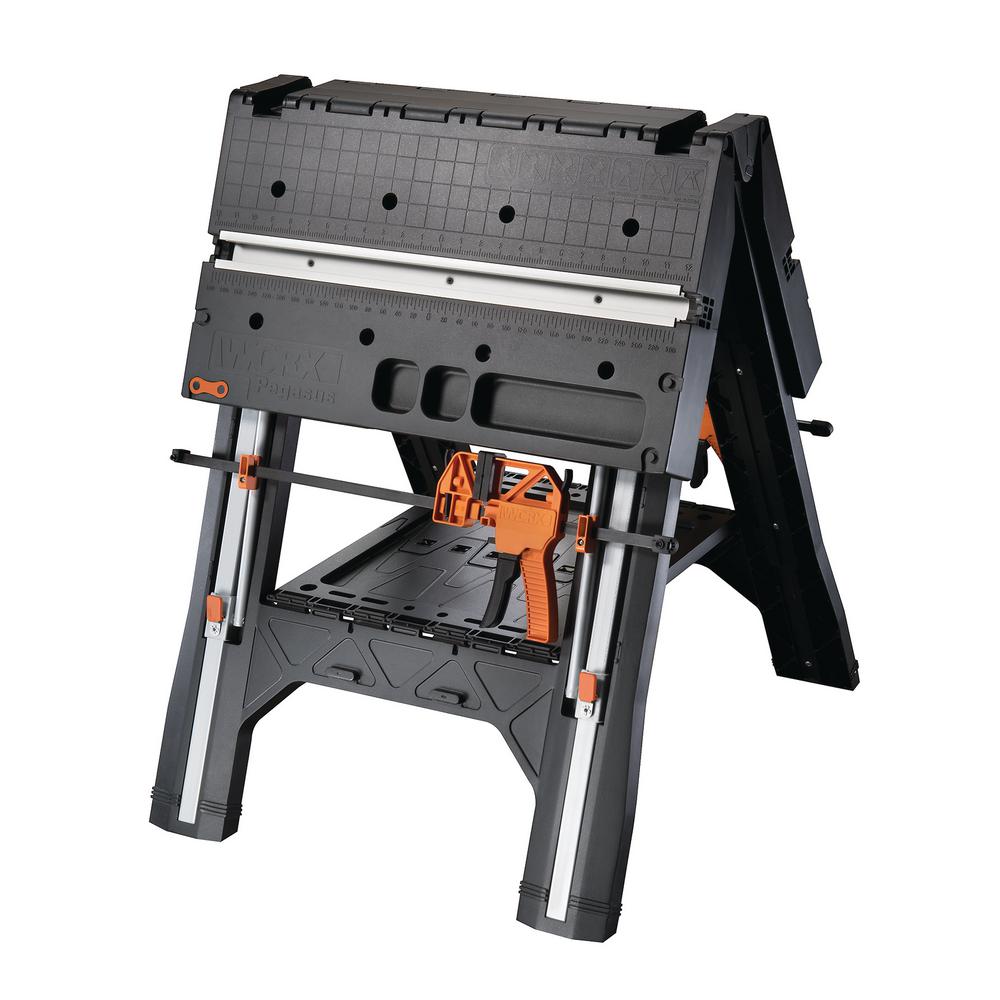 Worx Work Table Bench Sawhorse Saw Horse Clamps Holding 