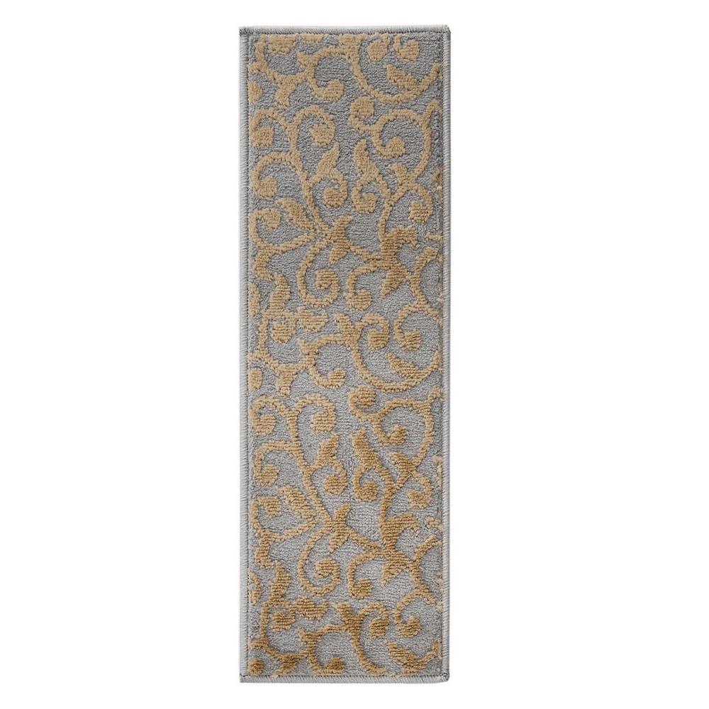 SUSSEXHOME Leaves Collection Beige 9 in. x 28 in. Polypropylene Stair