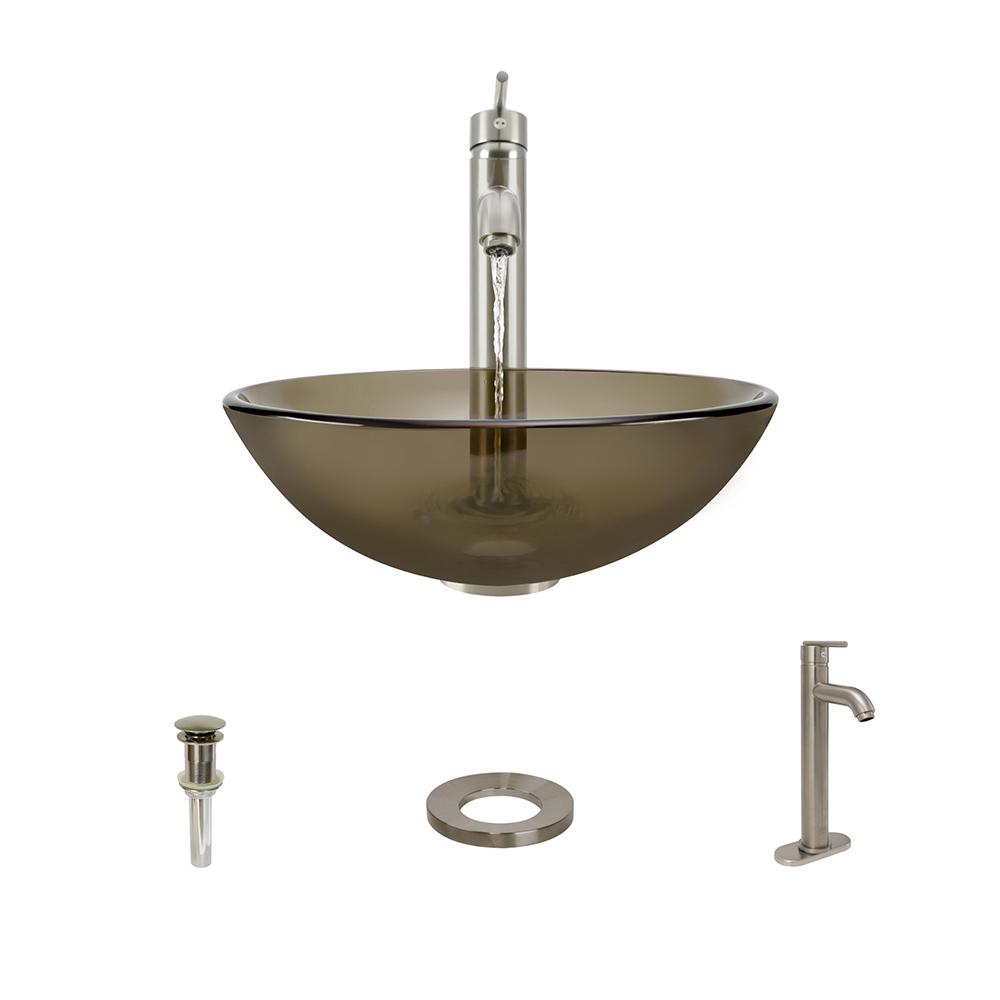 SINKOLOGY Pfister AllInOne Hobbes Design Kit Nickel Vessel Sink with