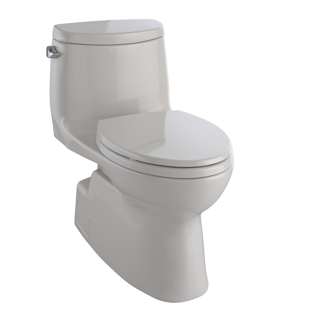 Toto Carlyle Ii 1 Piece 1 28 Gpf Single Flush Elongated Skirted Toilet With Cefiontect In Sedona Beige Ms614114cefg 12 The Home Depot
