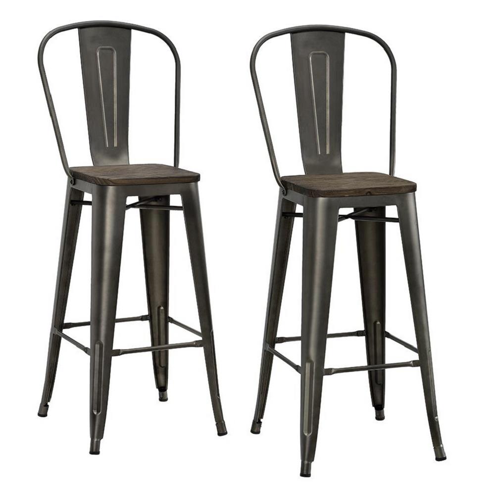 Dhp Lena 30 In Antique Copper Metal Bar Stool With Wood Seat Set Antique Copper Metal Bar Stool With Wood Seat Set Of