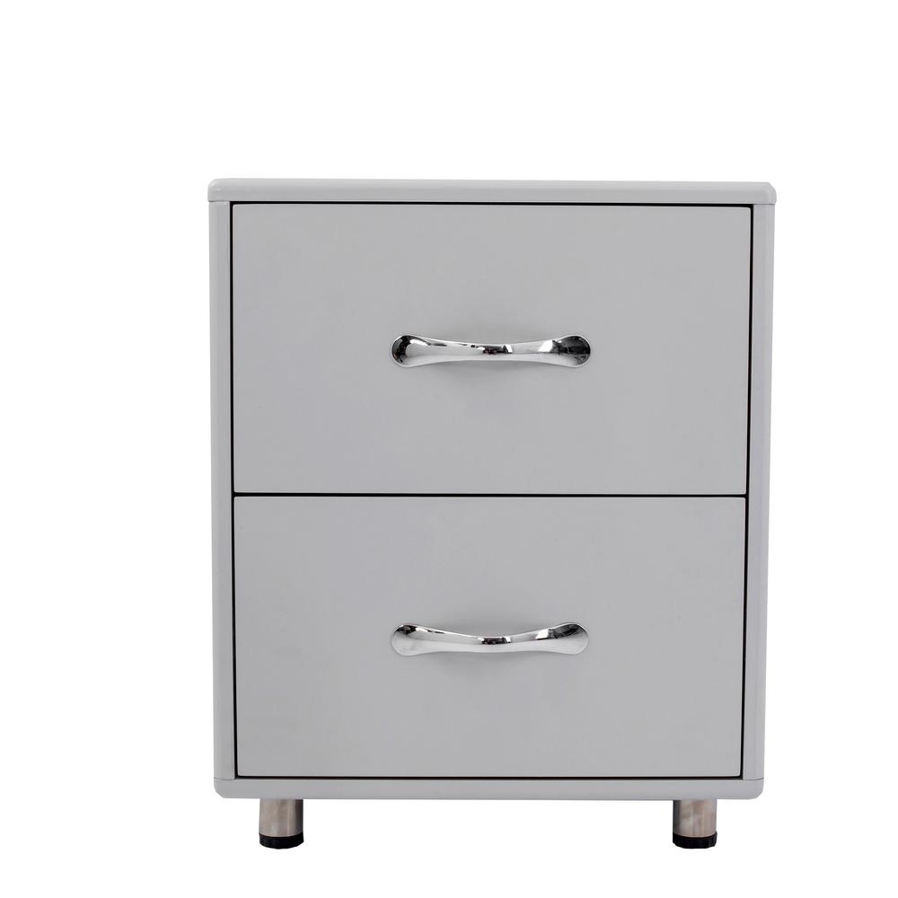 Harper Bright Designs Grey Contemporary Nightstand With 2