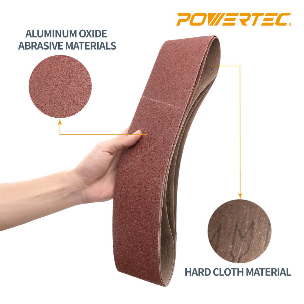 6 Pack 4/" x 21/" Inch 100 Grit Aluminum Oxide Sanding Belt Kit Metal or Wood