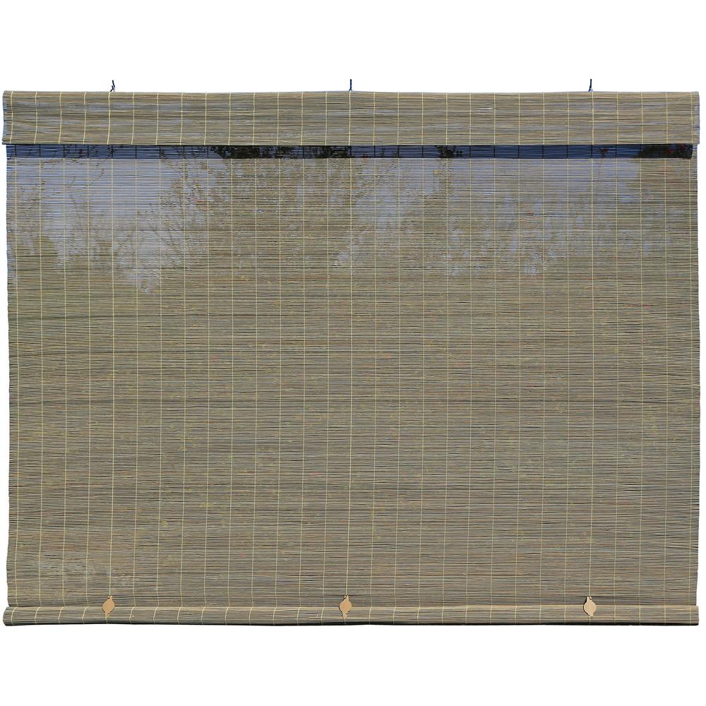 Bamboo Outdoor Shades The Home Depot Driftwood Cordless Interior Exterior Matchstick Bamboo Roll Up Shade 96 In W X
