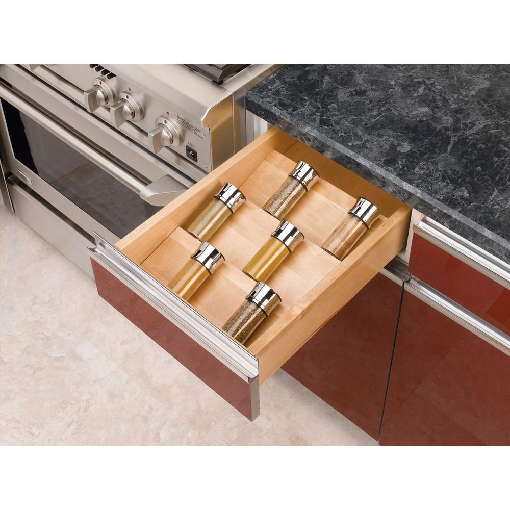 Large Wood Spice Drawer Insert Organizer Kitchen Storage Container