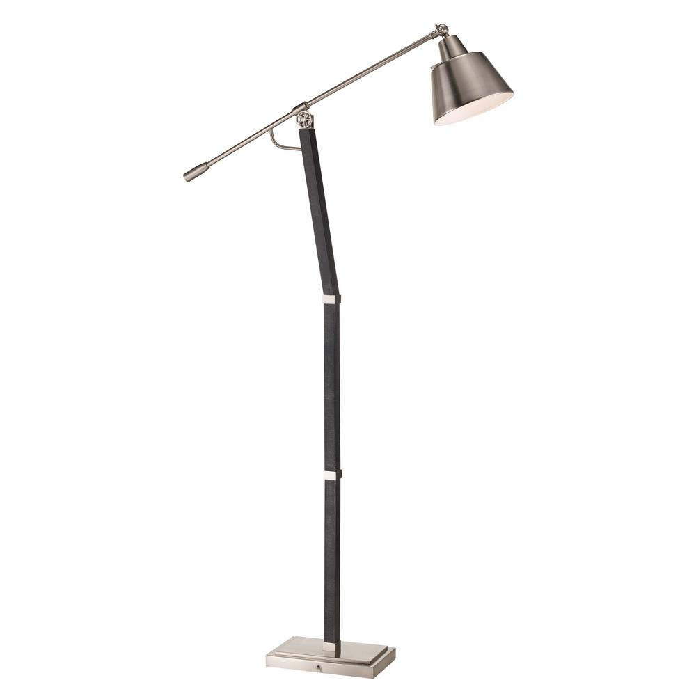 Hampton Bay 70 In Brushed Nickel Floor Lamp With Reading Light And Brushed Nickel Floor Lamp With Reading Light And Frosted Glass Shade 19273 002 The Home Depot