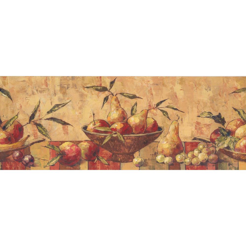 STRAWBERRIES IN BOWL CUP on SHELF RED /& WHITE CHECK Wallpaper bordeR Wall