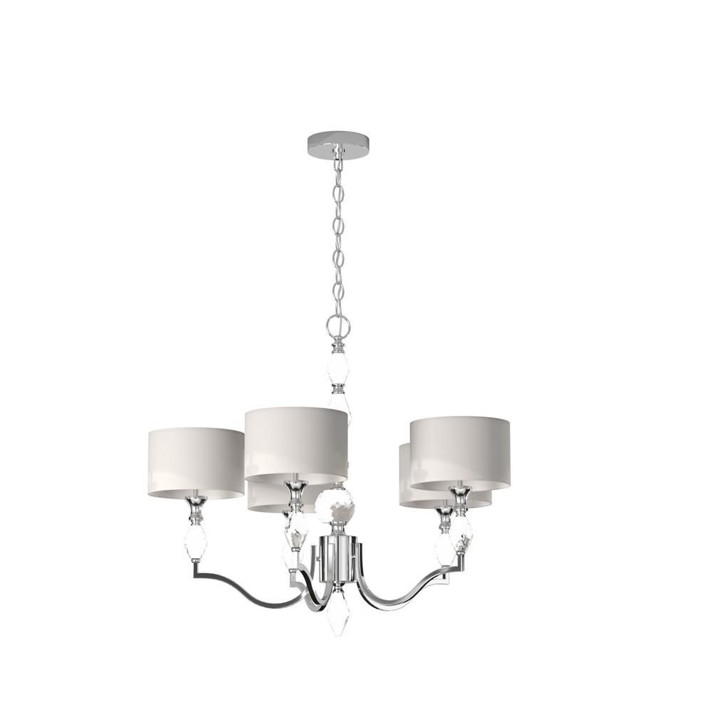 Designers Fountain Evi 5 Light Chrome Chandelier With White Linen Clear Faceted Crystal Shade 89985 Ch The Home Depot - Designers Fountain Chrome Chandelier Designers Fountain Evi 5 Light Chrome Chandelier With White Linen Clear Faceted Crystal Shade 89985 Ch The Home Depot - Designers Fountain Chrome Chandelier