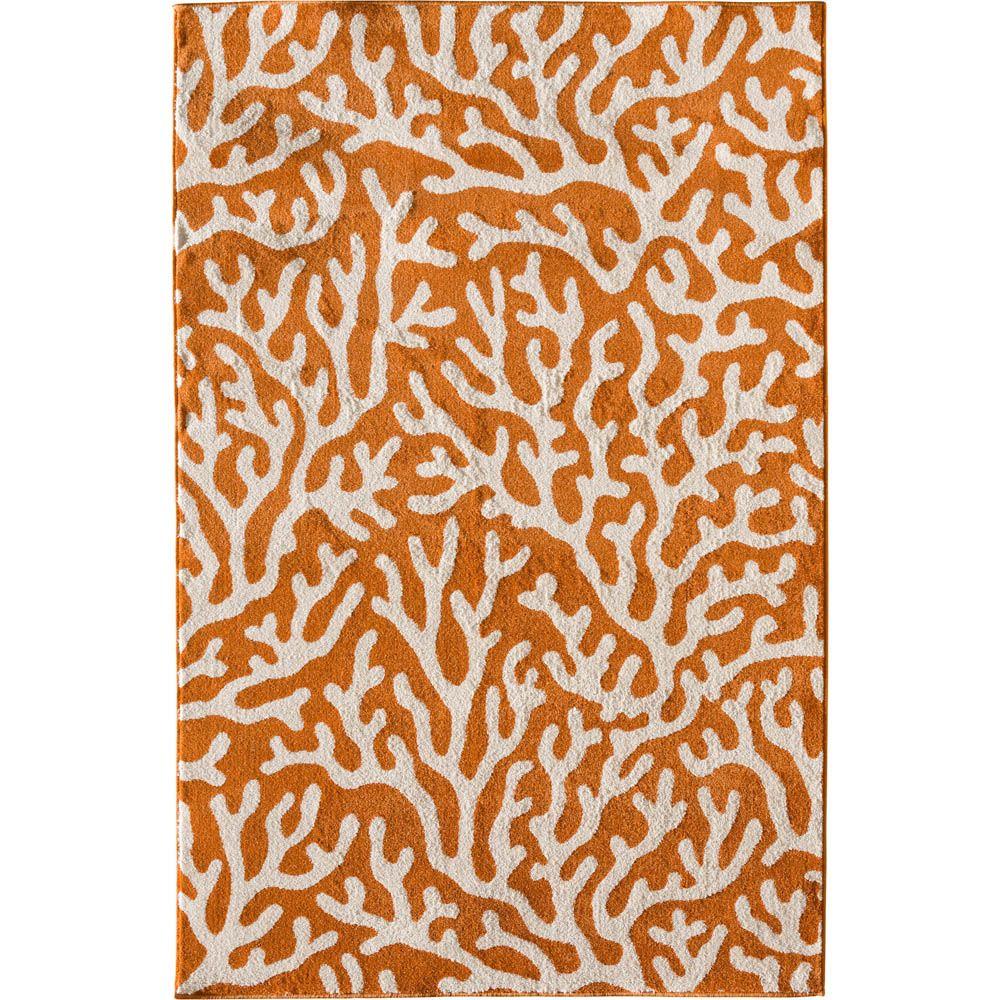 Natco Patio Brights Coral Tangerine 8 Ft X 10 Ft Indoor Outdoor