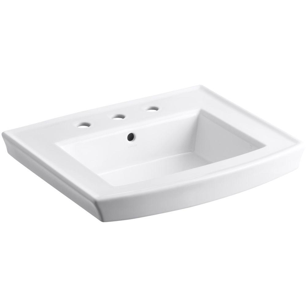 Kohler Pedestal Sinks Bathroom The Home Depot Archer 7 87 In Vitreous China Pedestal Sink Basin White With Overflow Drain