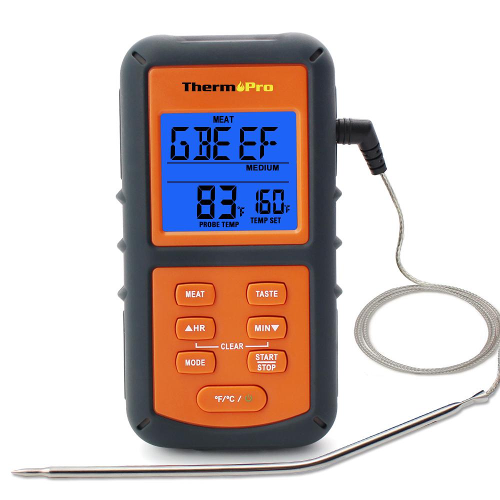 ThermoPro Orange LCD Digital Grill Meat Thermometer with Probe for Smoker Grilling Food BBQ
