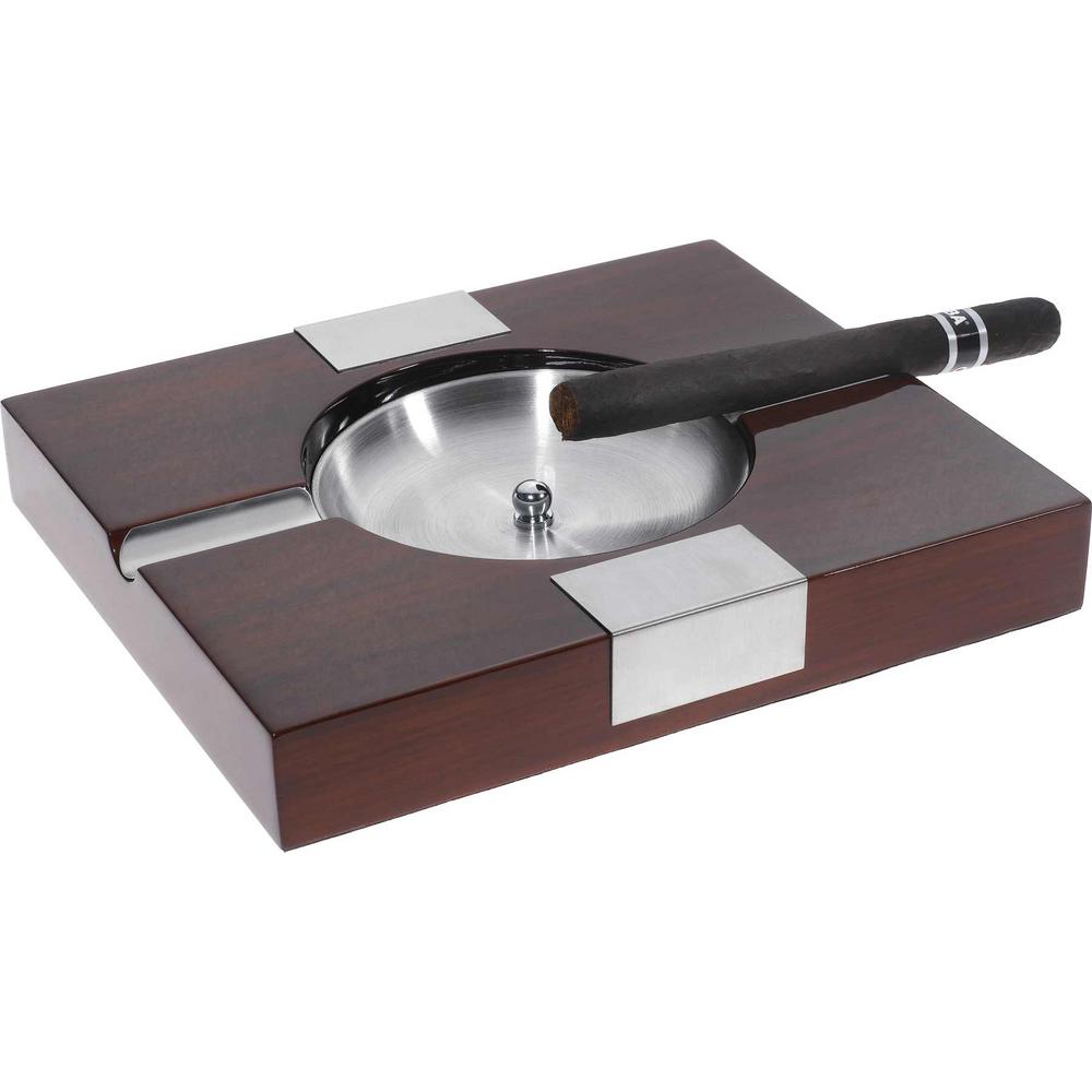 Visol Maho Walnut Wood Finish Cigar Ashtray-VASH901 - The Home Depot