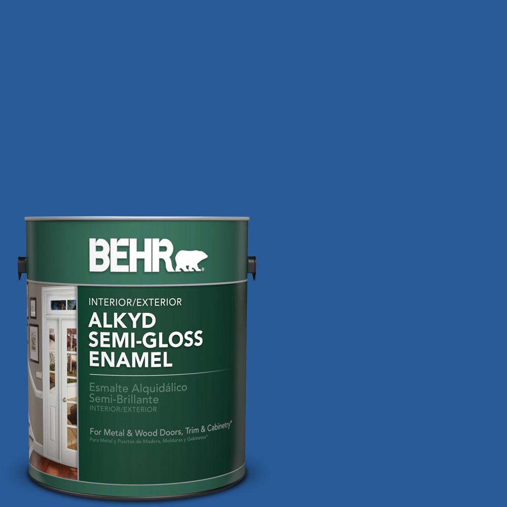 Behr Blues Interior Paint Colors The Home Depot P510 7 Beacon Blue Semi Gloss Enamel Alkyd Interior