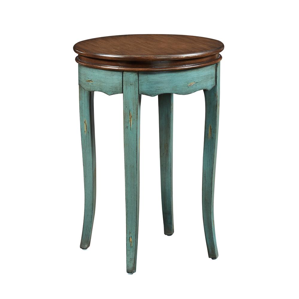 Rustic Blue Accent Tables Living Room Furniture The Home Depot Rachel Round Table Teal