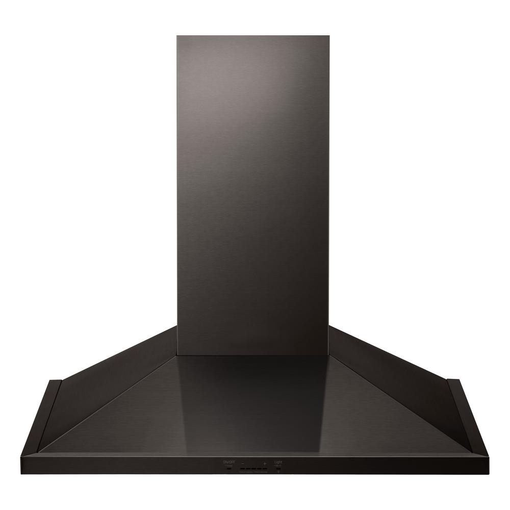 36 in. Concave Glass Wall Mount Range Hood in Black Stainless Steel