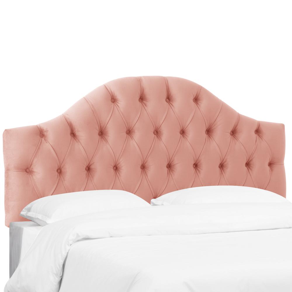 Velvet Light Grey King High Arched Diamond Tufted Headboard