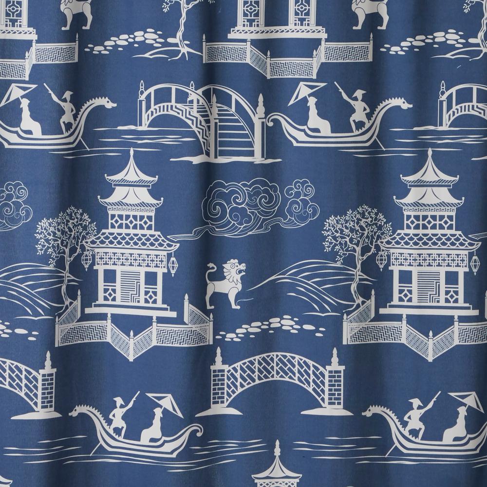 Chinoiserie 72 In Blue Shower Curtain V1175600200001 The Home Depot