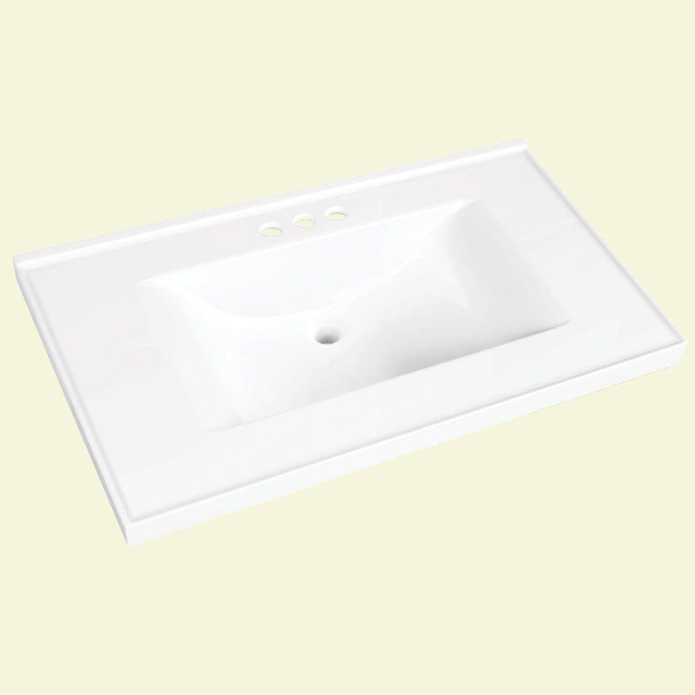 Glacier Bay 31 In W X 22 D Cultured Marble Vanity Top White D Cultured Marble Vanity Top In