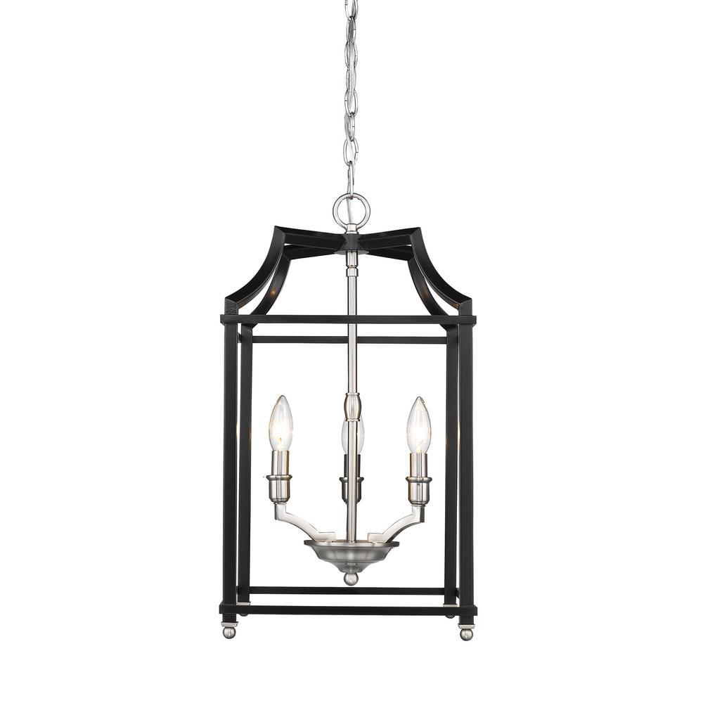 Golden Lighting Leighton 3 Light Pewter And Black Pendant Golden Lighting Leighton 3 Light Pewter