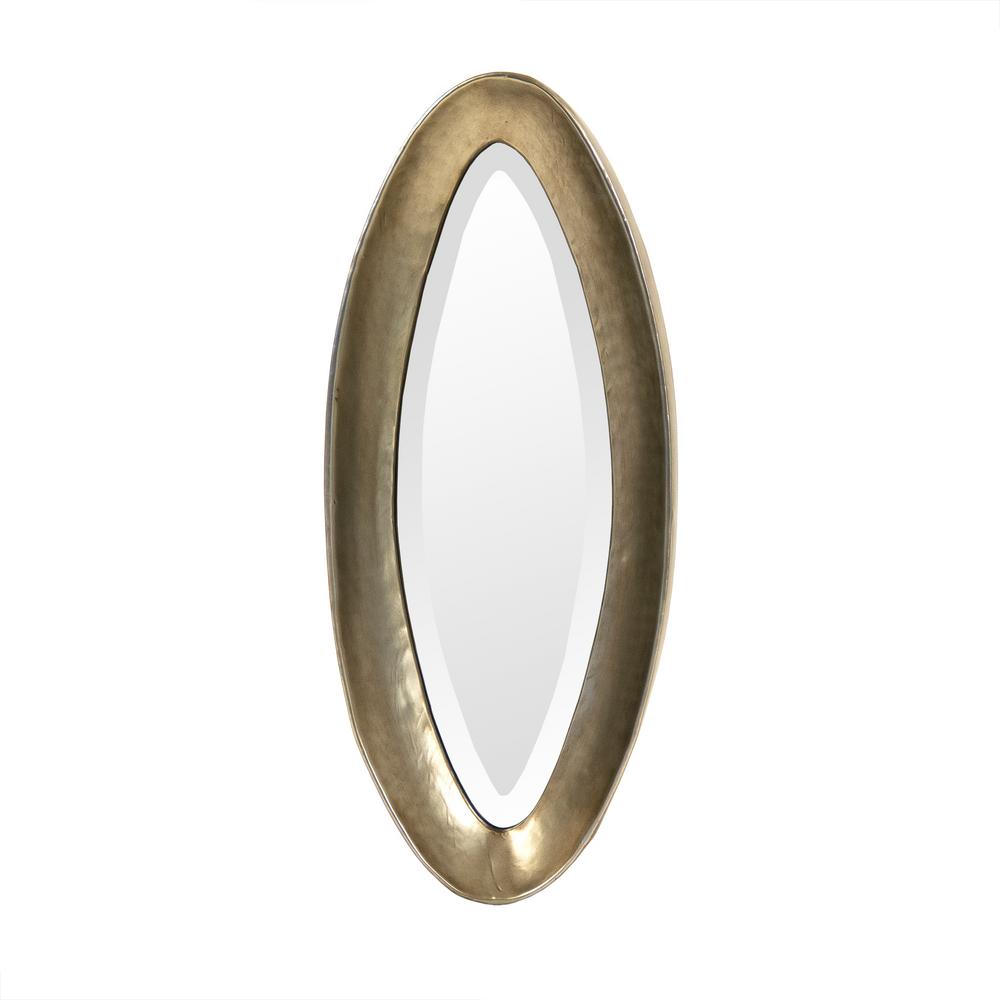 Ida Oval Distressed Antique Gold Small Mirror