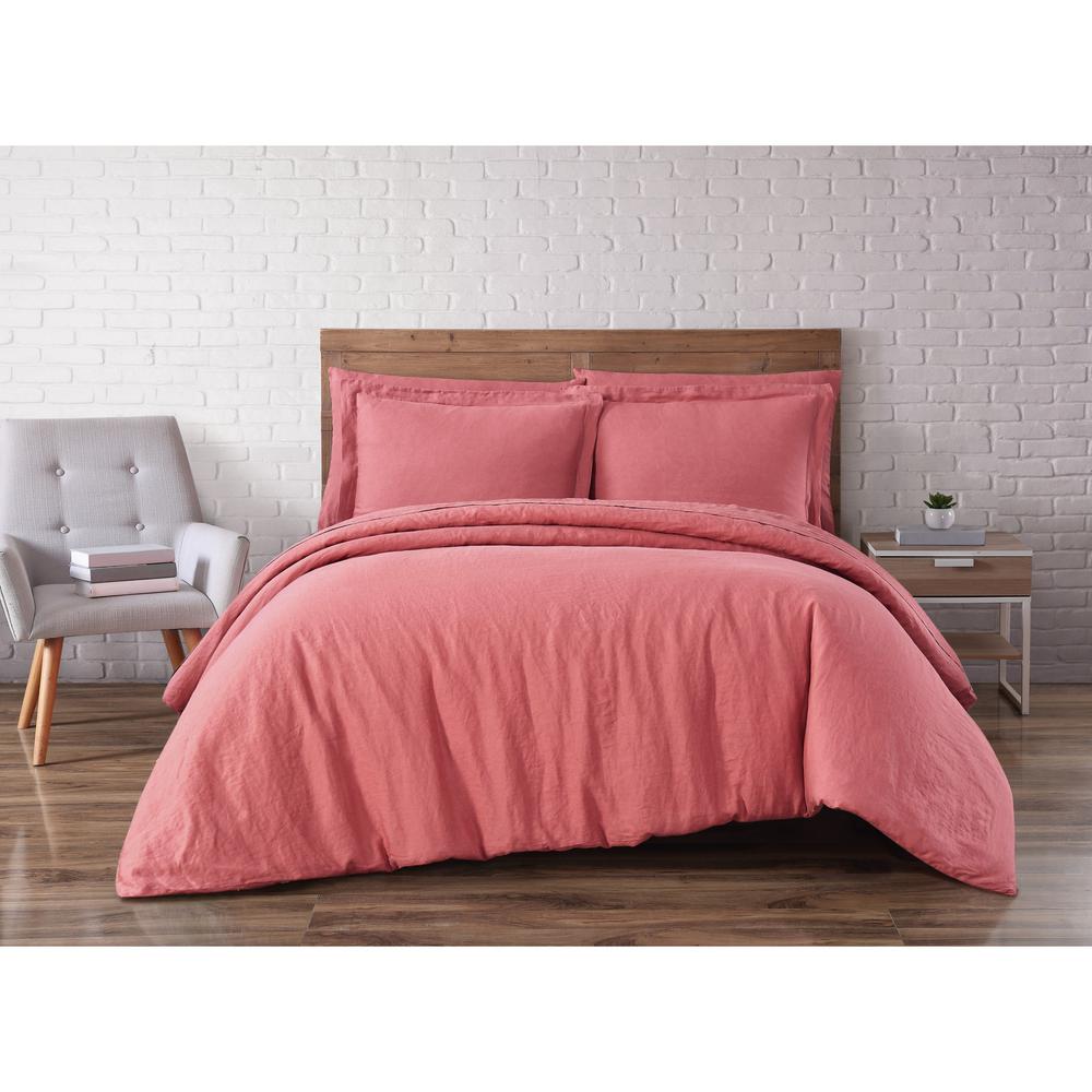 Brooklyn Loom Linen Dusty Rose King 3 Piece Duvet Set Dcs2469drk