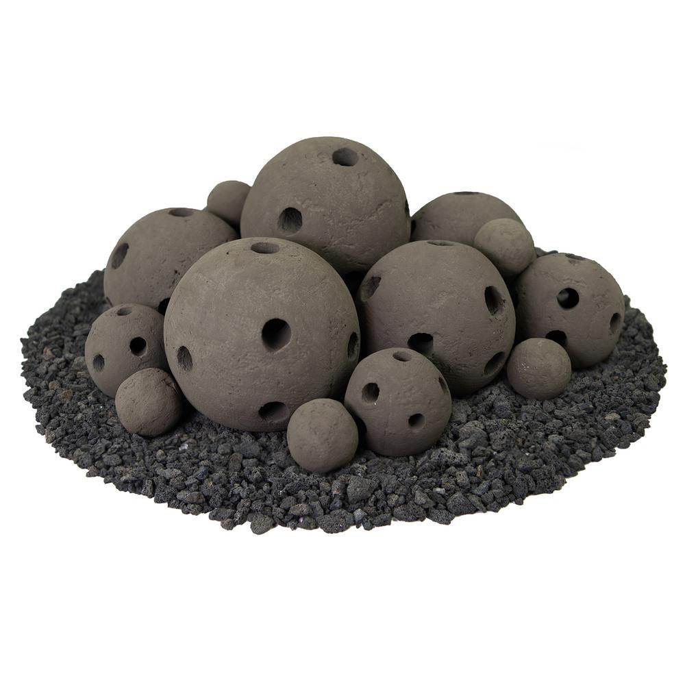 Ceramic Fire Balls in Charcoal Gray 