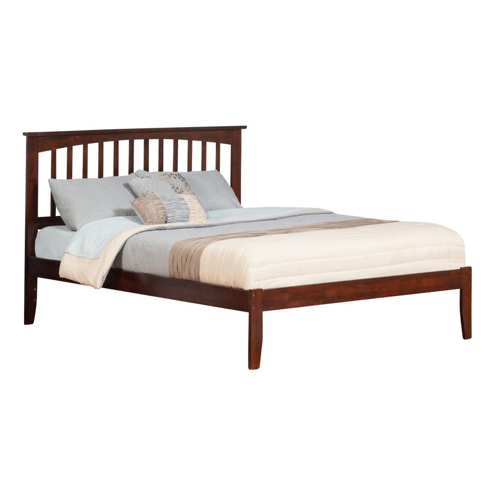 Atlantic Furniture Mission Walnut Queen Platform Bed With Open Foot Board Ar8741004 The Home Depot