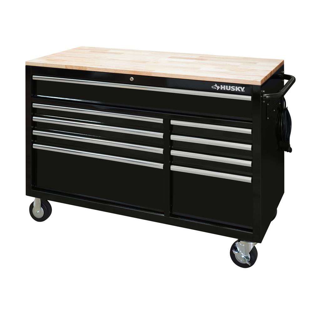 Husky 52 in. 9Drawer Mobile Workbench with Pegboard in