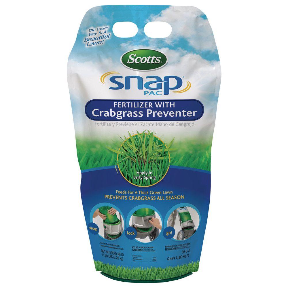 Scotts Snap Pac 4 000 Sq Ft Fertilizer With Crabgr Preventer Fertilizer With Crabgr Preventer