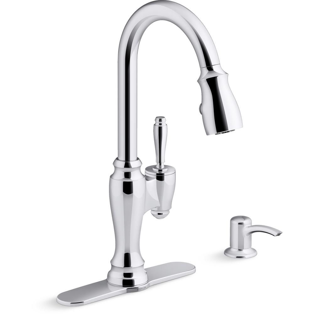 KOHLER Rubicon SingleHandle PullDown Sprayer Kitchen Faucet in