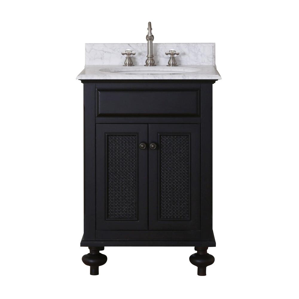 Water Creation London 24 in. Vanity in Dark Espresso with Marble Vanity Top in Carrara White