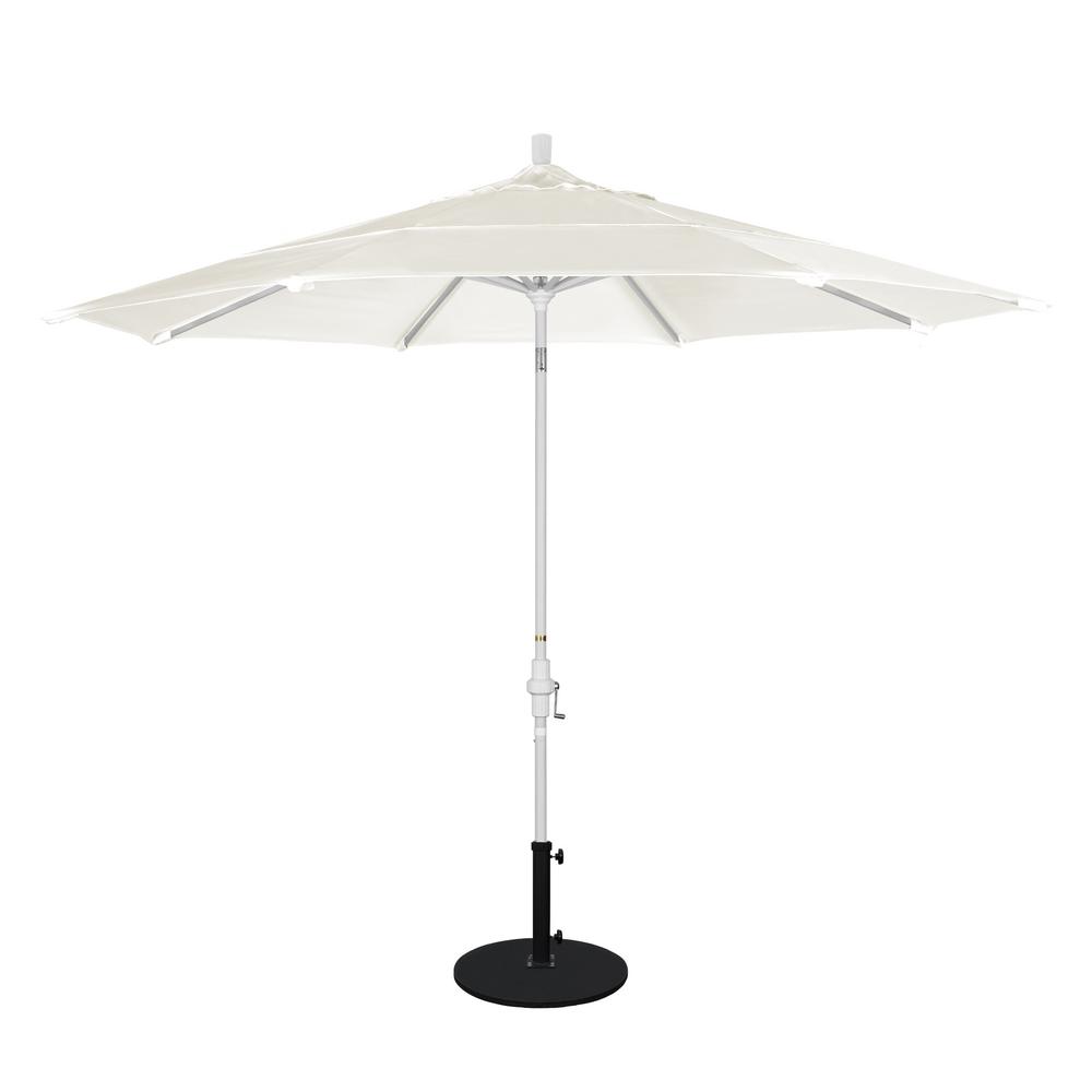 California Umbrella 11 Ft White Aluminum Pole Market Aluminum Ribs Crank Lift Outdoor Patio Umbrella In Canvas Sunbrella Gscu118170 5453 Dwv The Home Depot