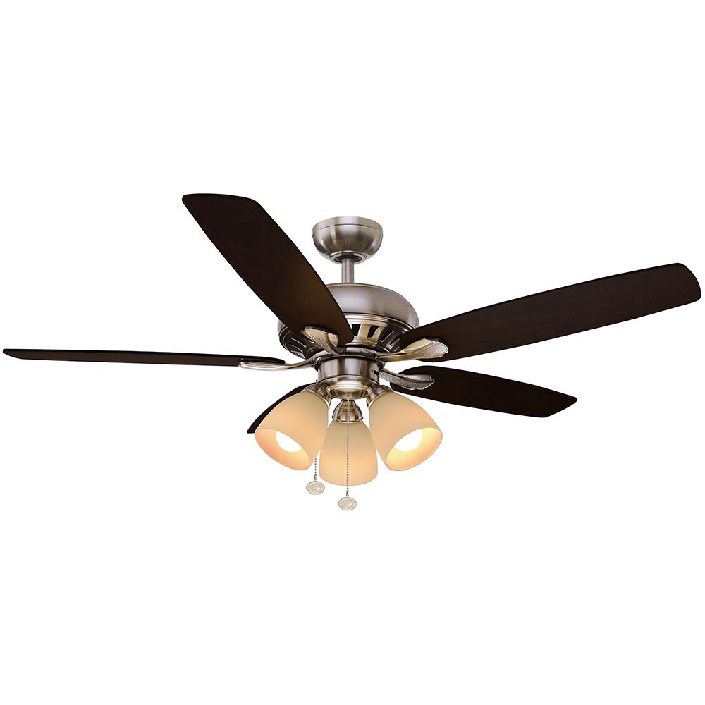 Hampton Bay Rockport 52 In Indoor Brushed Nickel Ceiling Fan With