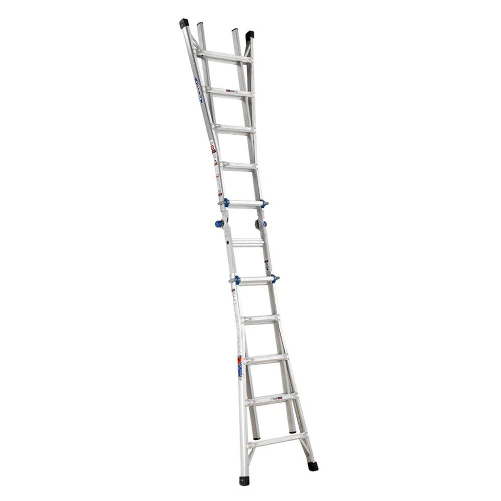 Werner 26 ft. Aluminum Telescoping Multi-Position Ladder with 300 ...