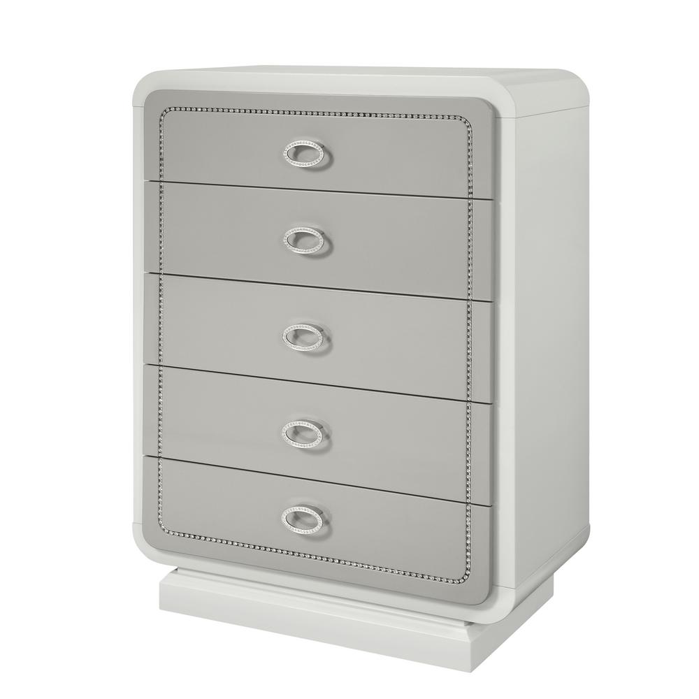 Acme Furniture Allendale 5 Drawers Ivory And Latte High Gloss