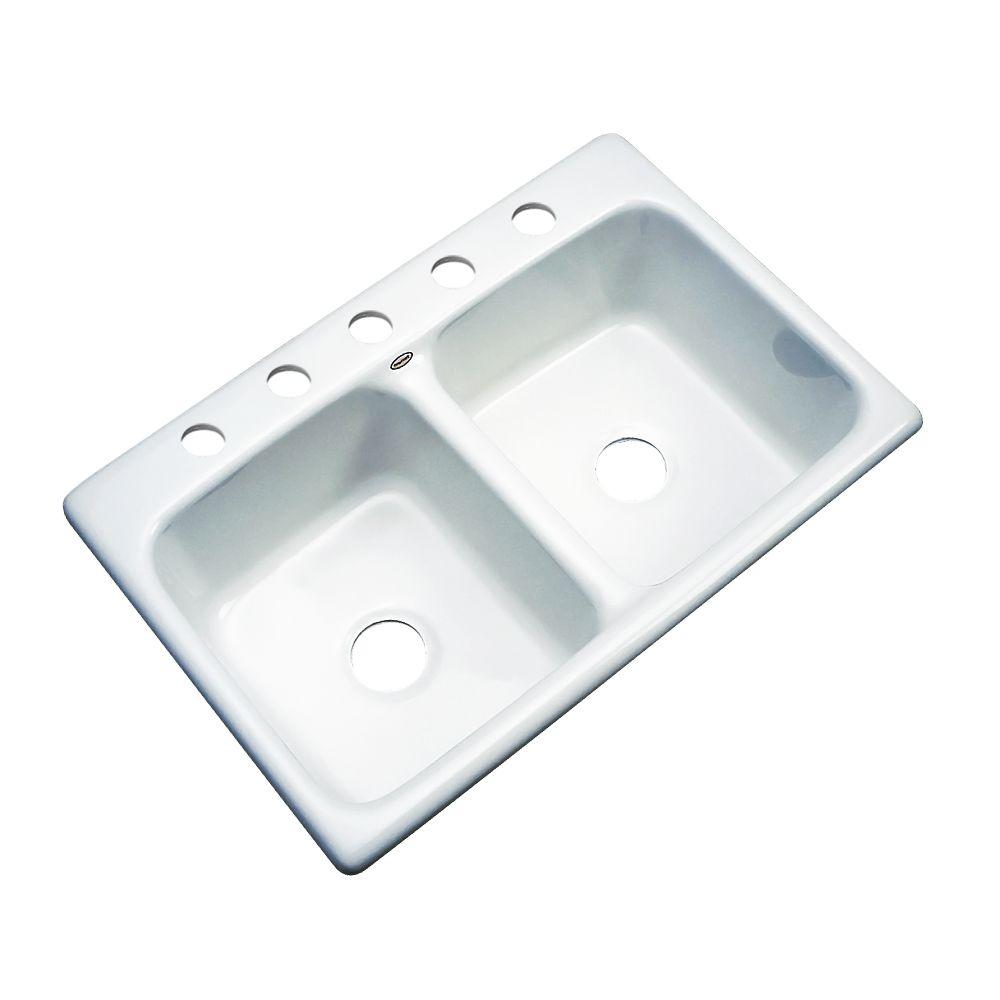 Thermocast Newport DropIn Acrylic 33 in. 5Hole Double Bowl Kitchen