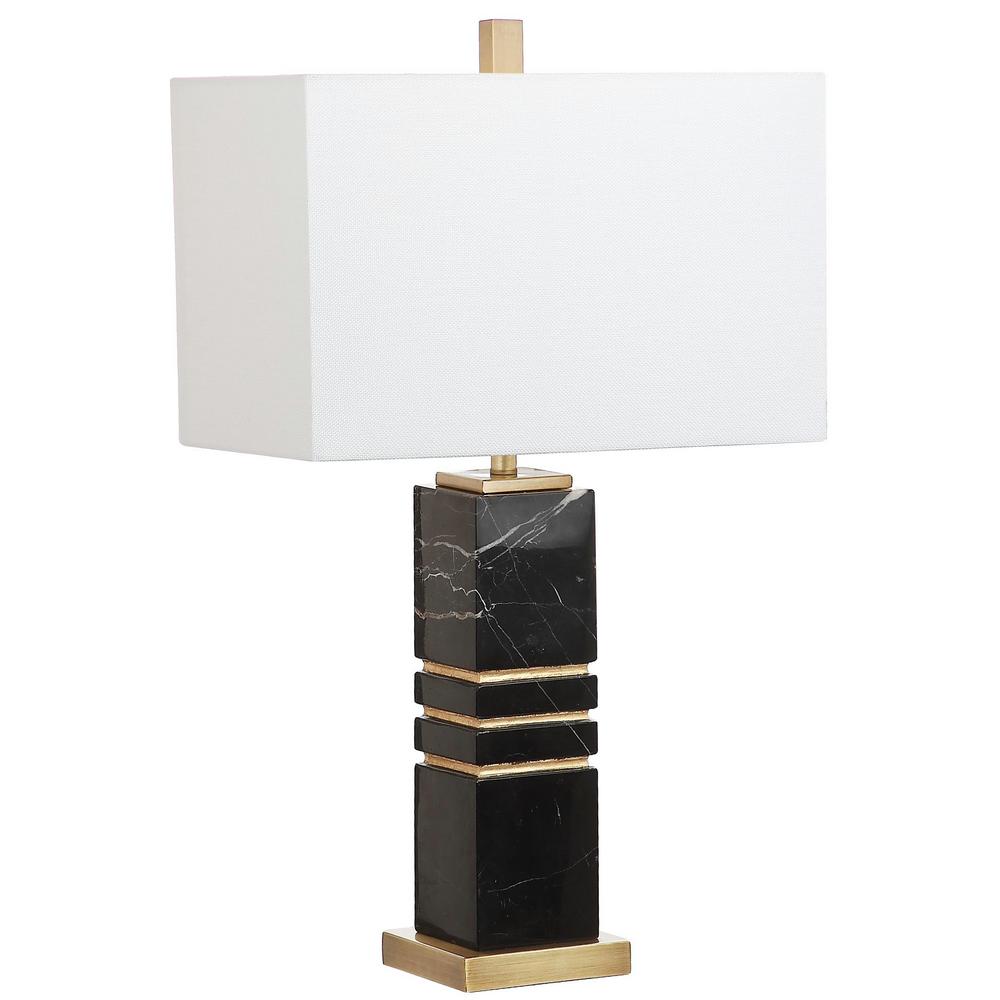 Safavieh Jaxton Marble 27 5 In Black, Black Table Lamp With White Shade