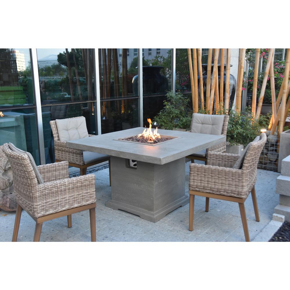 Elementi Birmingham Square Concrete Outdoor Dining Fire Pit Table