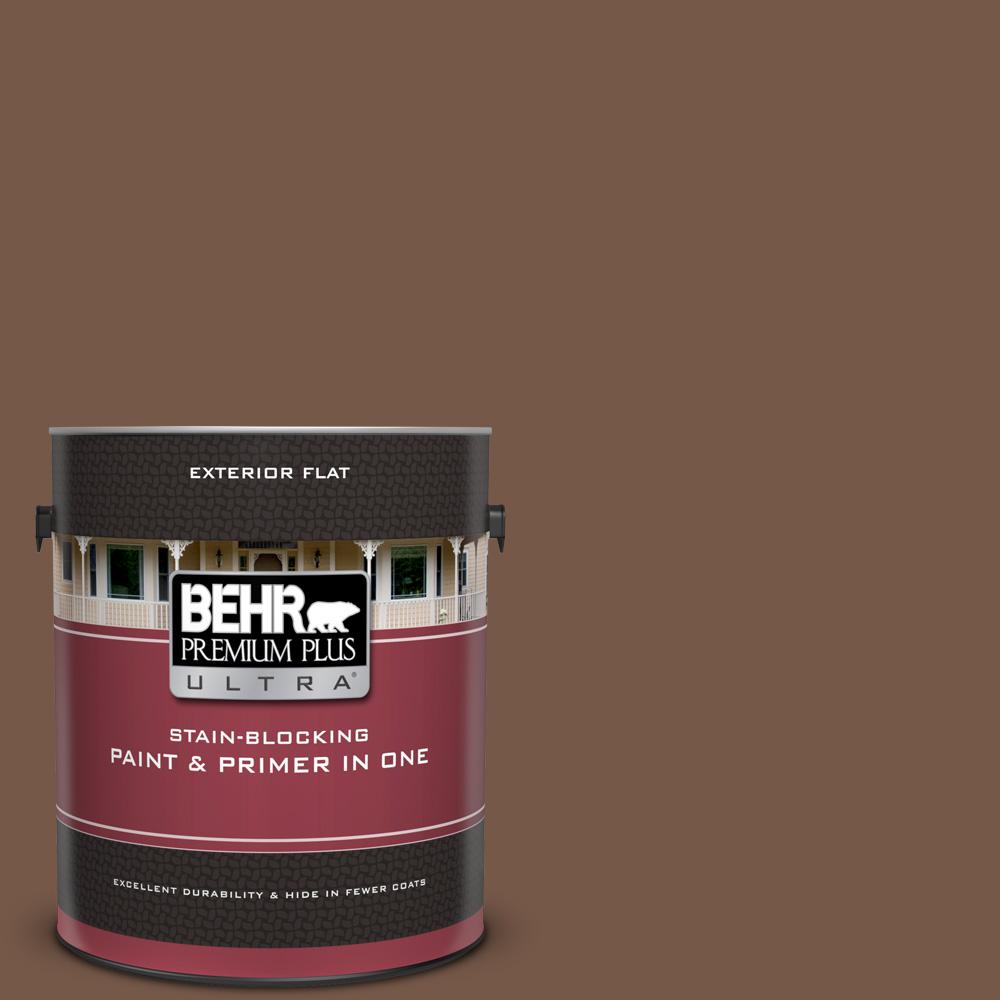 Behr Premium Plus Ultra 1 Gal N250 7 Mission Brown Flat Exterior N250 7 Mission Brown Flat Exterior Paint And Primer In One
