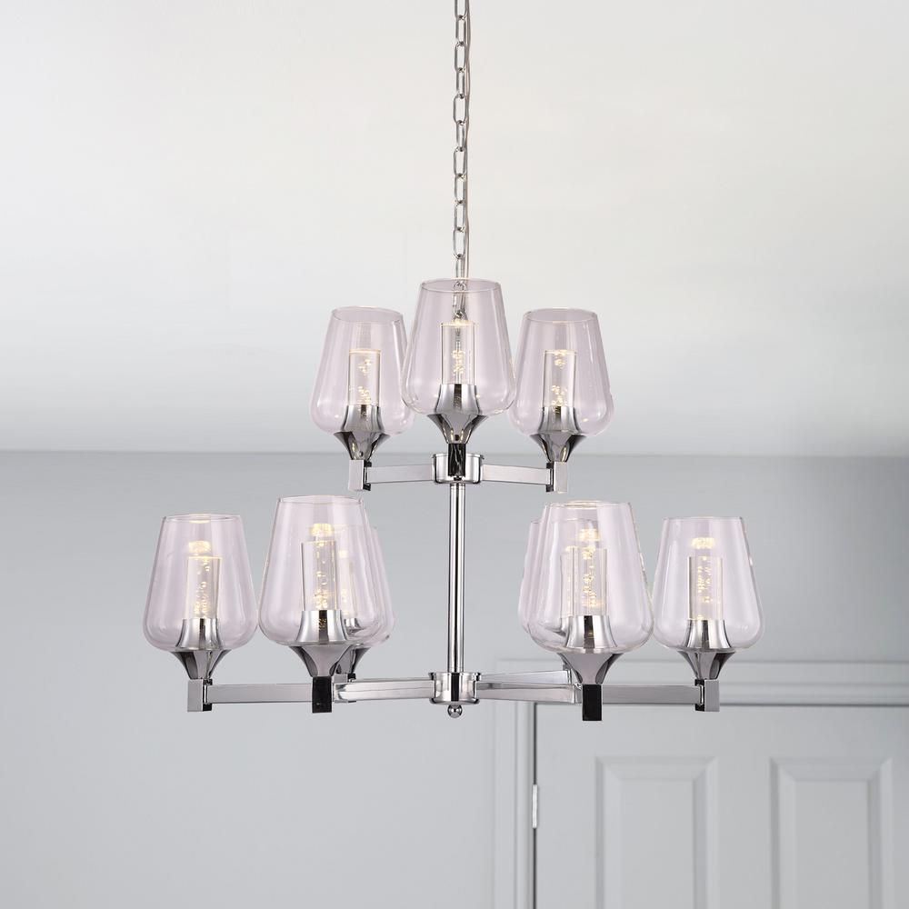 Casainc 9 Light Brushed Nickel Modern Chandelier With Clear Glass Shades Wf 10009 The Home Depot - Modern Glass Chandelier Shade Casainc 9 Light Brushed Nickel Modern Chandelier With Clear Glass Shades Wf 10009 The Home Depot - Modern Glass Chandelier Shade