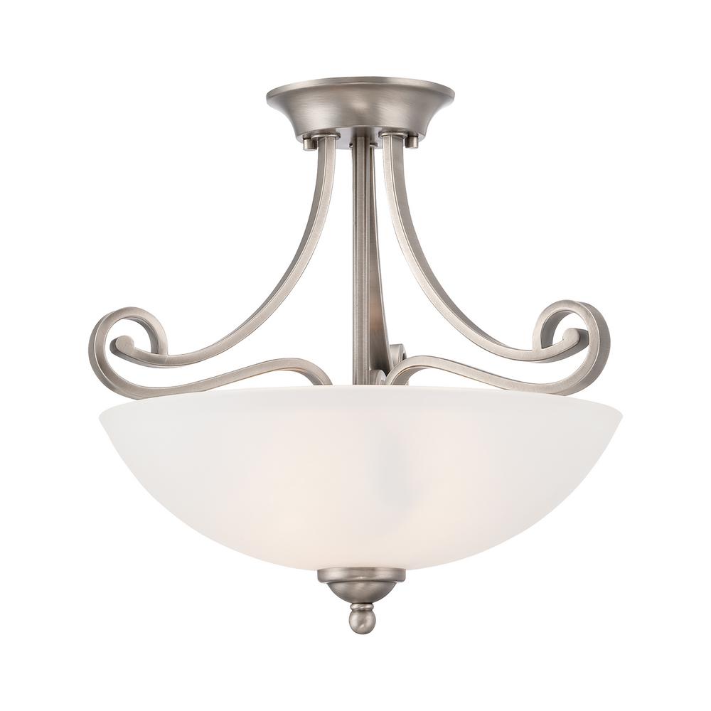 Thomas Lighting Haven 2 Light Satin Pewter Semi Flushmount Tc0015741 Thomas Lighting Haven 2 Light Satin Pewter Semi Flushmount