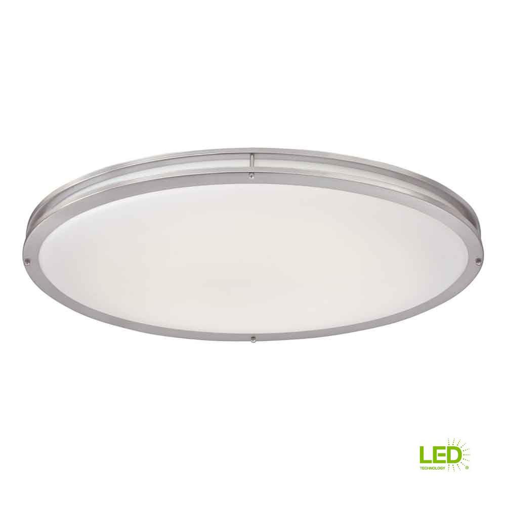 Hampton Bay Brushed Nickel LED Oval Flushmount-DC032LEDA ...