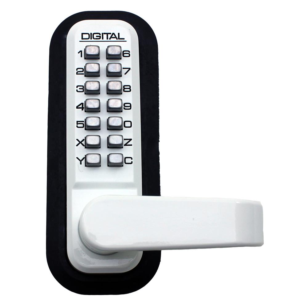White Keyless Mechanical Passage Door Lever Lock Handle Set 2835