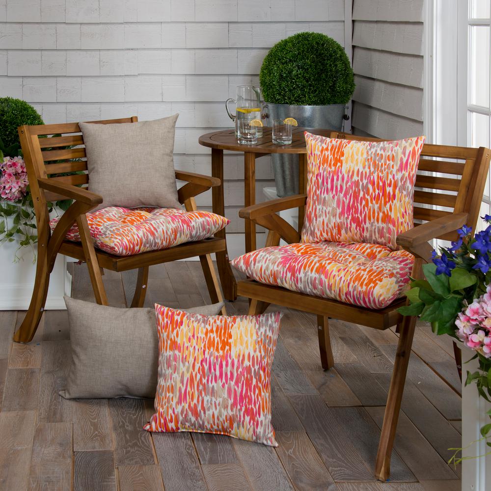 Grouchy Goose Peacock Feather Orange Square Outdoor Throw Pillow