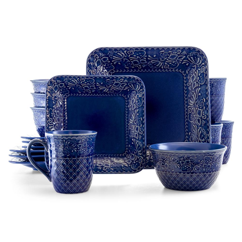 blue square dinnerware