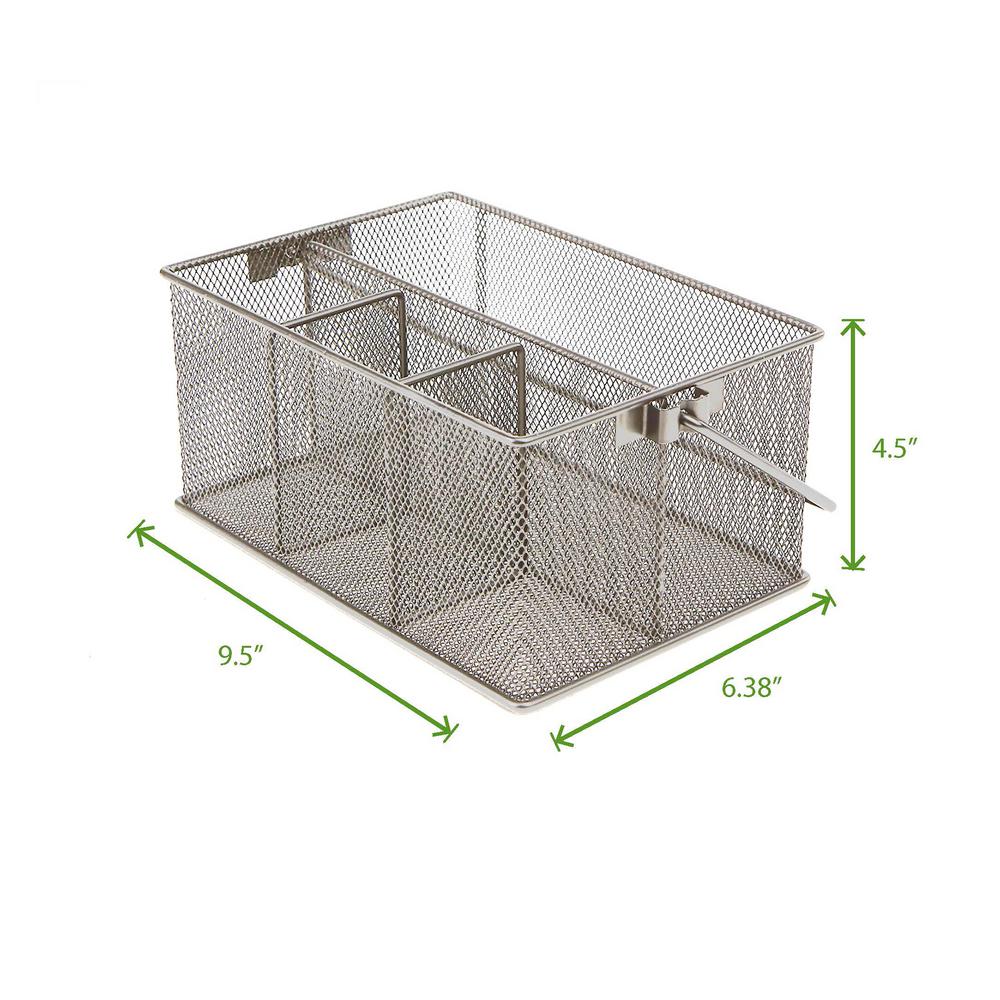 Mind Reader Silver Storage Basket Holder For Kitchen Utensils And