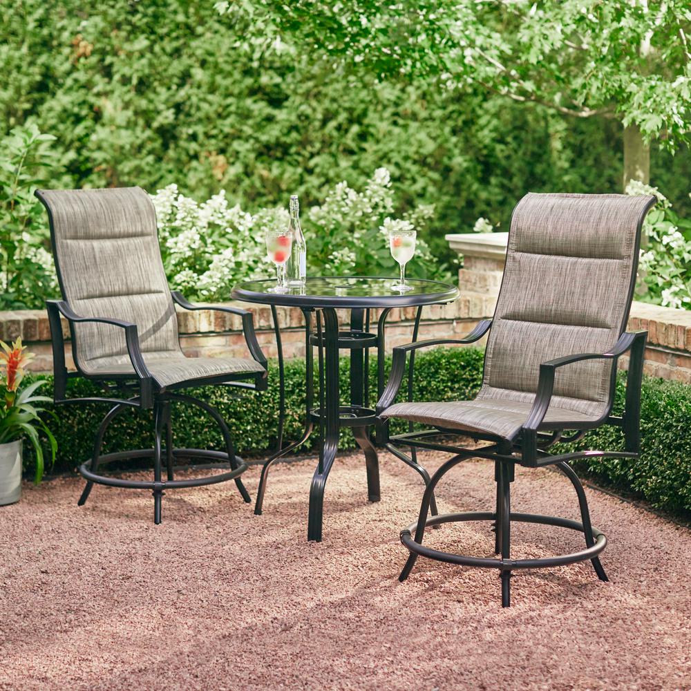 Hampton Bay Fenton 3-Piece Wicker Outdoor Patio High Bar/Bistro Set